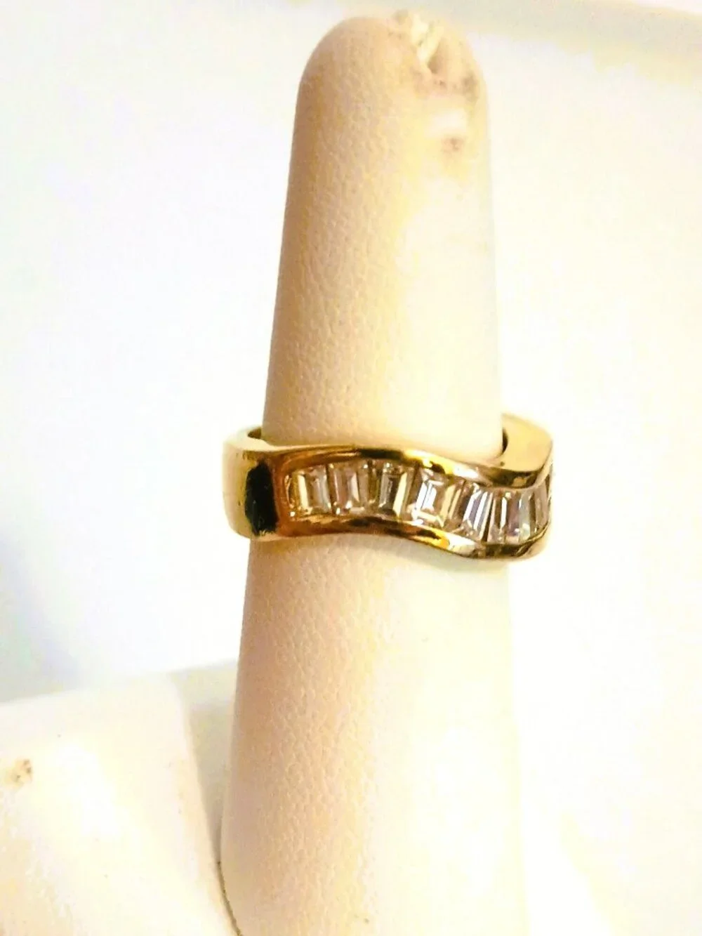925 Tapered CZ Baguette Band 6 Curved Sterling Silver Ring